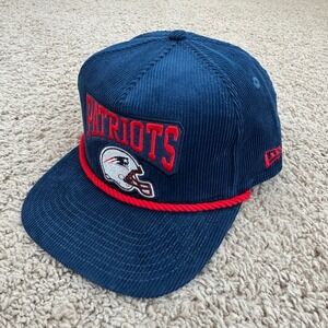 New England Patriots Hat New Era Golfer Snapback Blue Retro Cord Red Roped Cap